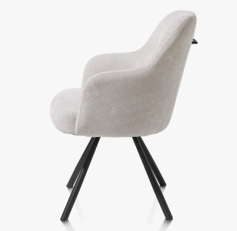 Obrotowy Fotel Eva Habufa - Tkanina Livigno, Rdzeń Sprężynowy, Kolor Kamyk (Pebble) jasnoszary