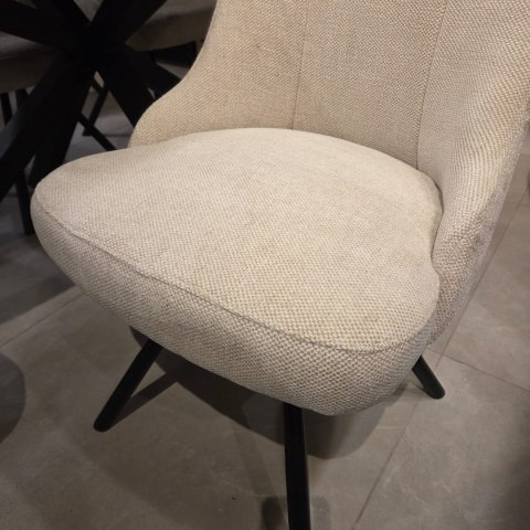 Obrotowy Fotel Jadalniany Habufa Eva - Tkanina Livigno Cream