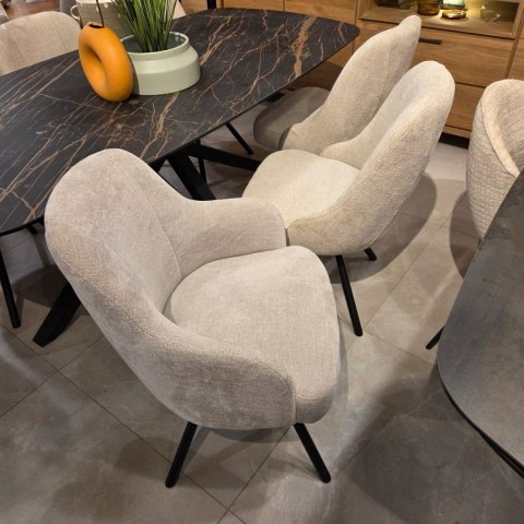 Obrotowy Fotel Jadalniany Habufa Eva - Tkanina Livigno Cream