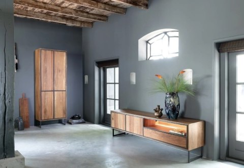 [R] Wąska Witryna Trapani Henders & Hazel - Smoked Mango, Loftowy Design (210 cm)