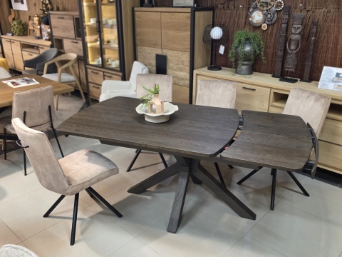 (R, od ręki) Stół rozkładany Henders & Hazel Nyon 140-190x100 cm, fornir dębowy, kolor Bazalt