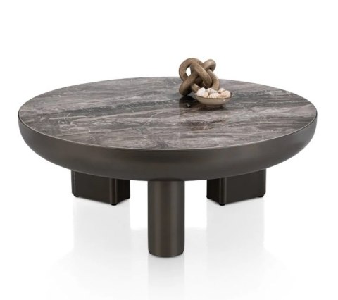 Stolik Kawowy Margo 89 cm - Antracytowy Metal i Szklany Blat | Henders & Hazel