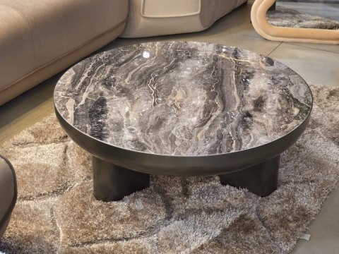 Stolik Kawowy Margo 89 cm - Antracytowy Metal i Szklany Blat | Henders & Hazel