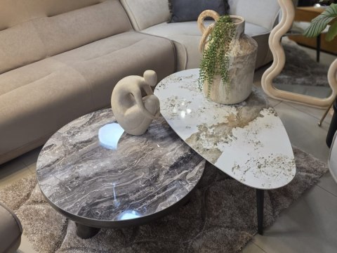 Stolik Kawowy Margo 89 cm - Antracytowy Metal i Szklany Blat | Henders & Hazel