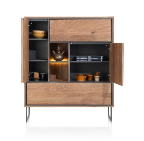 [R] Wysoka komodaTrapani 120 cm - Wędzony Fornir Mango, LED | Industrial