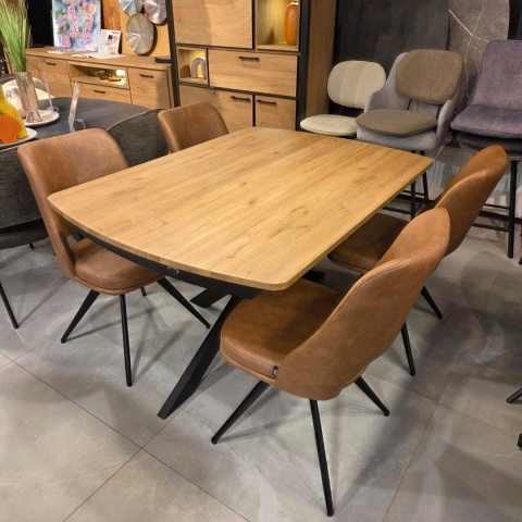 [K, od ręki] Stół rozkładany Pavalon 140-190x100 cm na centralnej nodze, blat Primo Laminato (HPL) w kolorze NATURAL