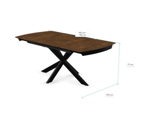 [M] Stół rozkładany PAVALON 140-190 cm - Kolor Roest (Rdza) - HPL