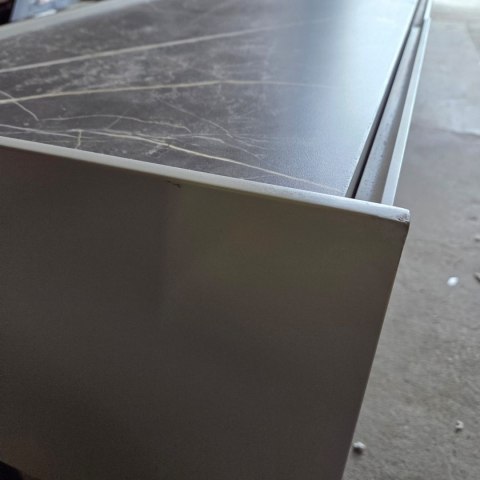 [M, defekt] Szafka RTV NOON Xooon MDF Lakierowany Silk Grey 210 cm Opcjonalny Blat Primo Laminato Marmur