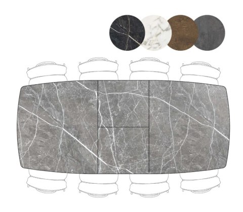 (M, od ręki) Stół Rozkładany PALACE 190-250 cm - Light Grey Marble / HPL jasnoszary