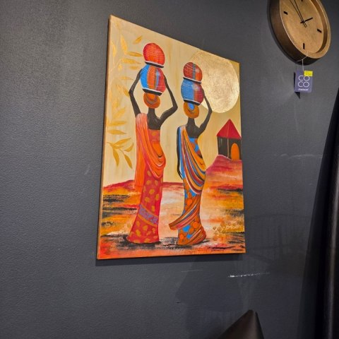 Obraz Ręcznie Malowany "Afrykański Blask - Droga pod Złotym Słońcem" [55x75 cm]