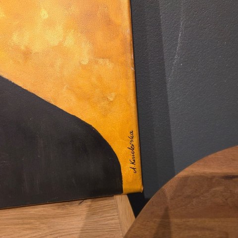 Obraz Ręcznie Malowany "Frida - Złota Pasja" - Akryl na Sklejce [55x75 cm]