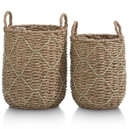 Zestaw 2 koszy RIO – COCO maison – Pleciony Design z Miętowym Detalem