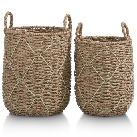 Zestaw 2 koszy RIO – COCO maison – Pleciony Design z Miętowym Detalem