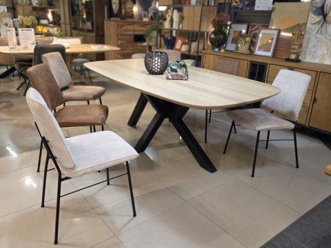 [R, od ręki] Stół Owalny SHIMLA 210 cm - Lity Dąb / Metalowa Noga Design