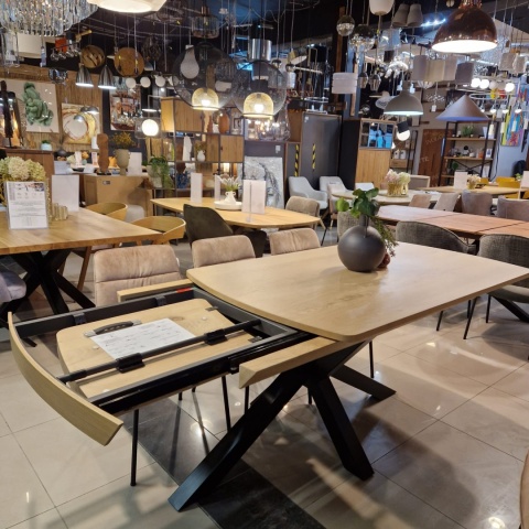 [M/R, od ręki] Stół Rozkładany NYON 170-230 cm - Natural Sand / Metalowy Pająk