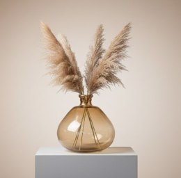 Szklany Wazon JAVI 33,5 cm - Bursztynowy / COCO maison