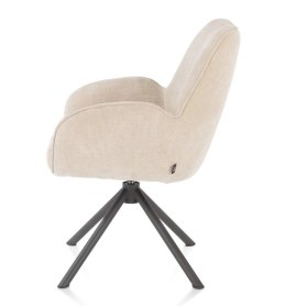 Fotel Obrotowy RILEY - Sprężyny Kieszeniowe - Tkanina Chenille - Kolor Crème