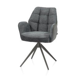 [na zamówienie] Krzesło jadalniane z podłokietnikami Bell - Antracyt / Miks Tkanin CALABRIA- VADA / Obrotowe