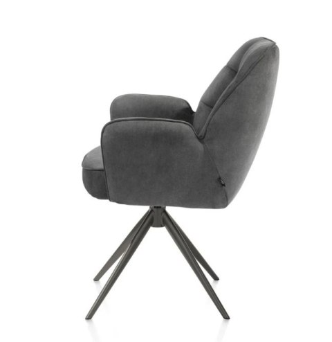 [na zamówienie] Krzesło jadalniane z podłokietnikami Bell - Antracytowa Mikrofibra CALABRIA / Obrotowe