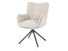 [od ręki] Fotel obrotowy JUNA, tkanina Livigno chenille kremowy, rama metal grafit