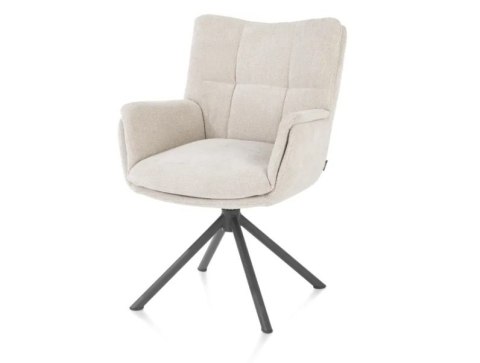 [od ręki] Fotel obrotowy JUNA, tkanina Livigno chenille kremowy, rama metal grafit