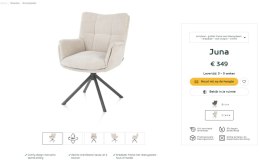 [od ręki] Fotel obrotowy JUNA, tkanina Livigno chenille kremowy, rama metal grafit