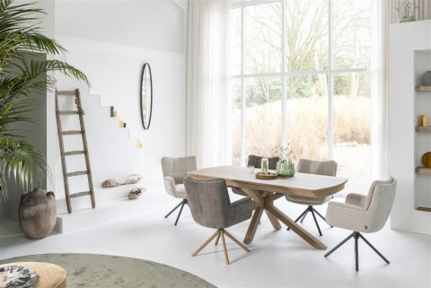 [od ręki] Fotel obrotowy JUNA, tkanina Livigno chenille kremowy, rama metal grafit