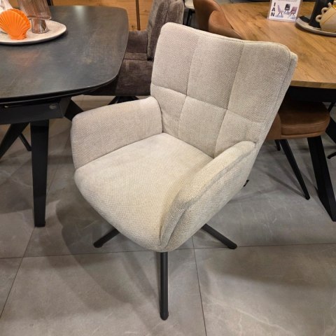 [od ręki] Fotel obrotowy JUNA, tkanina Livigno chenille kremowy, rama metal grafit