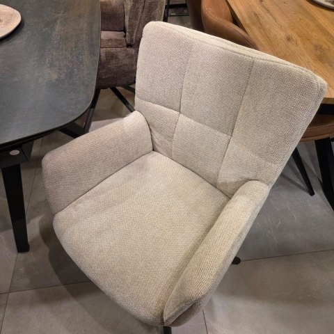 [od ręki] Fotel obrotowy JUNA, tkanina Livigno chenille kremowy, rama metal grafit