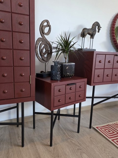 Designerska Szafka Nocna PANARO - Drewno Sosnowe, Loft Total Look