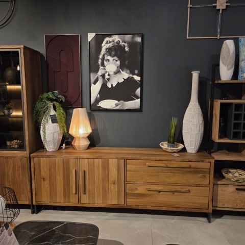 [K] Komoda Everest 220 cm - Wędzone Mango i Metal - Happy@Home