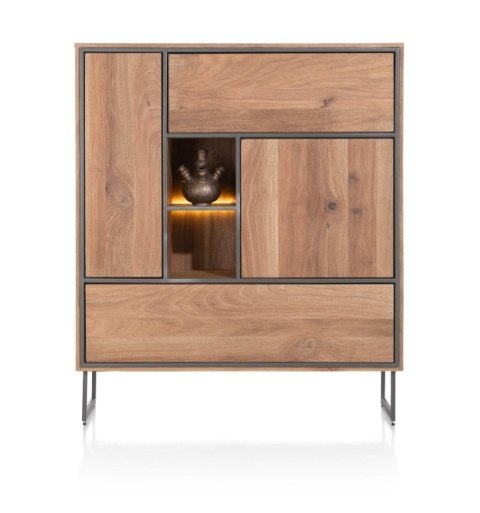[K, defekt] Wysoka komoda Trapani 120 cm - Wędzony Fornir Mango, LED | Industrial