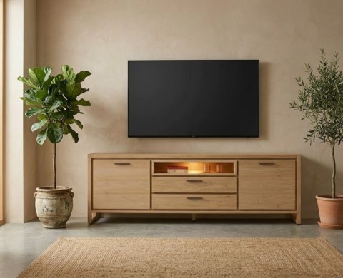 [M] Komoda / Sideboard Nystead 210 cm - Fornir Dębowy - LED -Henders & Hazel