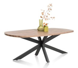 [M] Owalny Stół PAVAROTTI - 180 cm, Centralna Noga, Blat HPL Barnwood