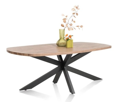 [M] Owalny Stół PAVAROTTI - 180 cm, Centralna Noga, Blat HPL Barnwood