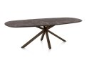 [M] Owalny stół jadalniany Caletta 240 x 105 cm - Marble Brown HPL, czarna metalowa noga