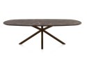 [M] Owalny stół jadalniany Caletta 240 x 105 cm - Marble Brown HPL, czarna metalowa noga