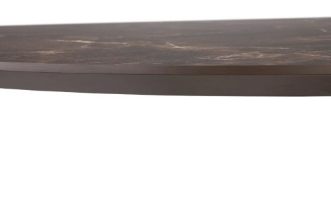 [M] Owalny stół jadalniany Caletta 240 x 105 cm - Marble Brown HPL, czarna metalowa noga