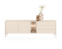 [M, defekt] Designerska komoda Trentino 240 cm - Lakier Krem, LED, system Push-to-Open