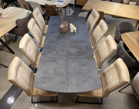 [R, od ręki] Duży stół rozkładany Pavalon 170-230x100 cm na centralnej nodze, blat Primo Laminato (HPL) antracyt