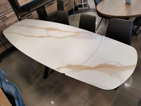 [M, od ręki] Stół rozkładany Xooon Montello 200 + 2 x 50 cm x 100 cm white ceramika na szkle hartowanym