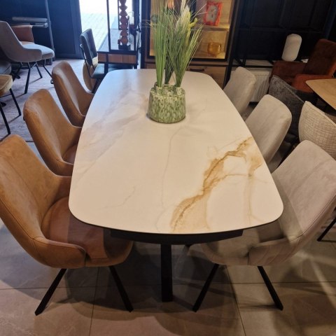 [M, od ręki] Stół rozkładany Xooon Montello 200 + 2 x 50 cm x 100 cm white ceramika na szkle hartowanym