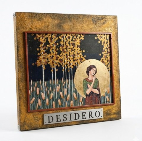 Obraz Ręcznie Malowany 3D "Pożądanie" - Leśna Nimfa z Tabliczką