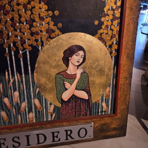 Obraz Ręcznie Malowany 3D "Pożądanie" - Leśna Nimfa z Tabliczką