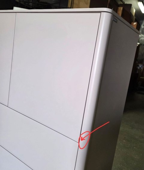 [R] Wysoka komoda Dressette Trentino 153 cm - Lakier Krem, LED, Push-to-Open