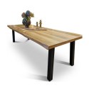 [R, od ręki] Stół Jadalniany Metalox 270 cm - Fornir Dębowy - 4 Czarne Nogi Stalowe
