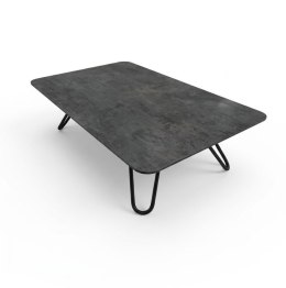 Stolik kawowy Brest 120 x 75 cm - optyka ciemnego betonu/antracytu, HPL, czarne nogi