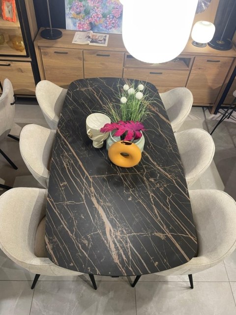 [fabrycznie nowe] Fotel Jadalniany Habufa Astoria - Tkanina Livigno, Kolor Kremowy