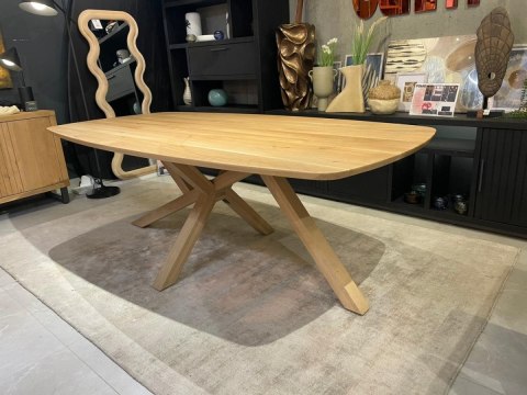 (K, od ręki) Stół Hybryda ARVADA & SHIMLA 220 x 110 cm - lity dąb, owalny blat, skandynawski design