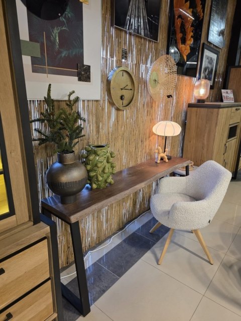 Konsola LOFT LIVE EDGE 178 cm - lity dąb antyczny, naturalna krawędź